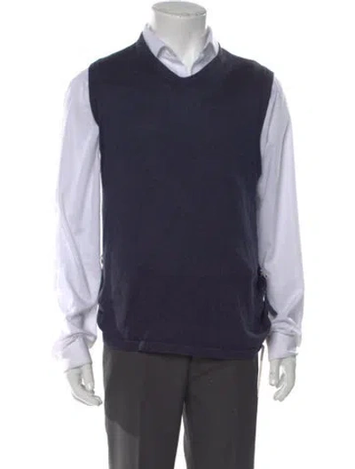 Pre-owned John Varvatos V-neck Sleeveless Sweater Vest In Blue
