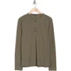 John Varvatos Waffle Stitch Long Sleeve Henley In Deep Olive