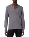 John Varvatos Walden Long Sleeve Cotton Henley In Dry Lavender
