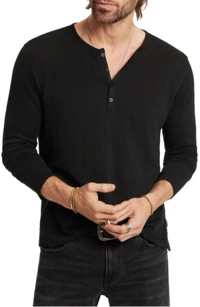 John Varvatos Walden Long Sleeve Cotton Henley In Black