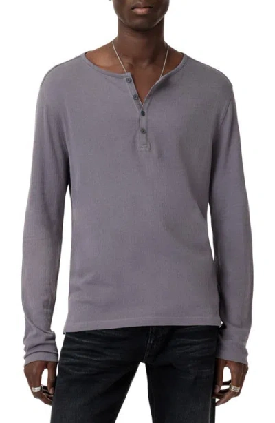 John Varvatos Walden Long Sleeve Cotton Henley In Dry Lavender