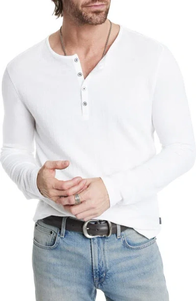 John Varvatos Walden Long Sleeve Cotton Henley In White