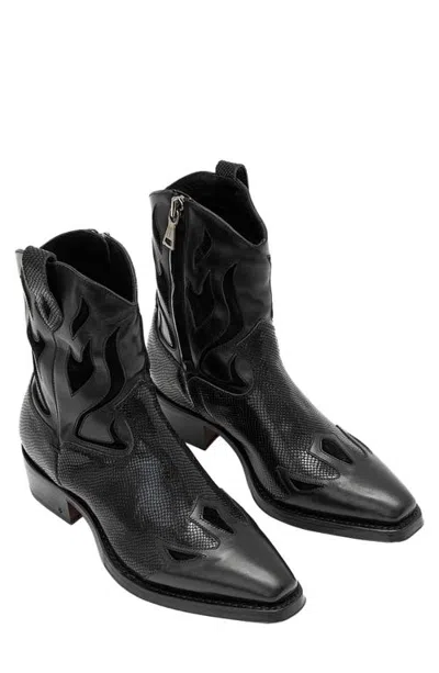 John Varvatos Walker Leather Western Boot In Black