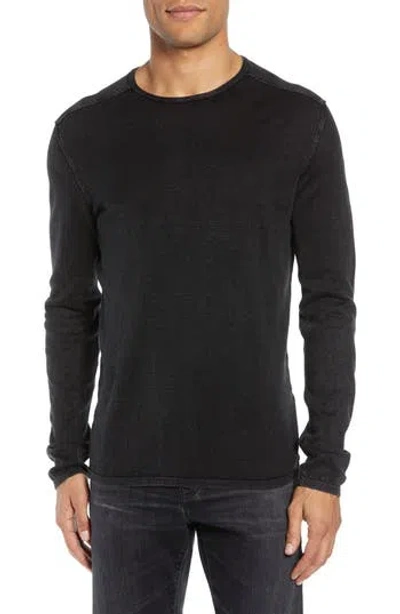 John Varvatos Walter Long Sleeve Acid Wash Crewneck T-shirt In Black