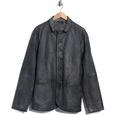 John Varvatos Ward Suede Multi Button Leather Jacket In Blue