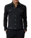 John Varvatos Wes Distressed Stretch Denim Trucker Jacket In Black