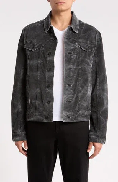 John Varvatos Wesley Stretch Cotton Trucker Jacket In Animal Print