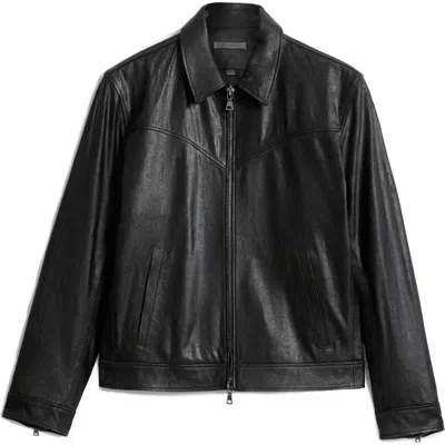 John Varvatos West Sheepskin Leather Zip-up Moto Jacket In Black