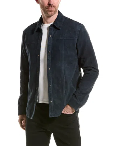 John Varvatos Wil Suede Shirt Jacket In Blue