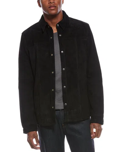 John Varvatos Wil Suede Shirt Jacket In Black