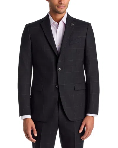 John Varvatos Windowpane Slim Fit Suit Jacket In Black