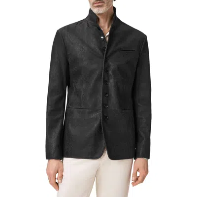 John Varvatos Woodward Tooled Paisley Goat Suede Jacket In Black
