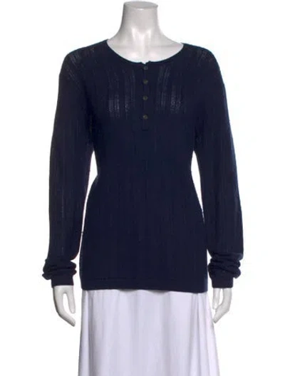 Pre-owned John Varvatos Wool Crew Neck Sweater In Blue