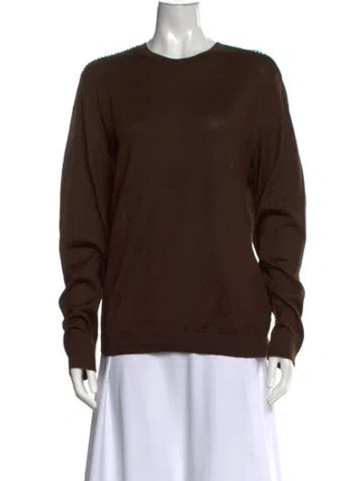 Pre-owned John Varvatos Wool Crew Neck Sweater In Brown