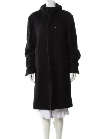 Pre-owned John Varvatos Wool Faux Fur Coat In Black