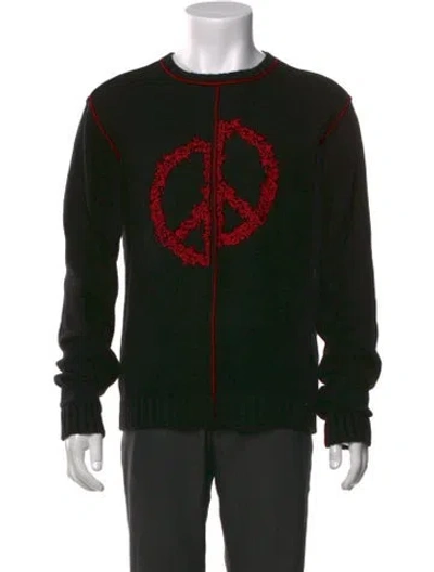 Pre-owned John Varvatos Wool Graphic Print Cardigan In Black