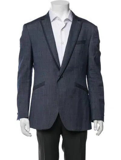 Pre-owned John Varvatos Wool Tweed Pattern Blazer In Blue