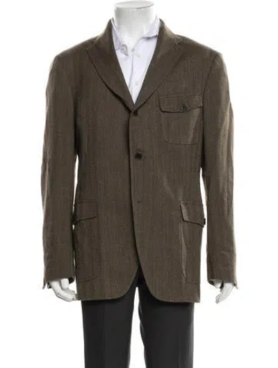 Pre-owned John Varvatos Wool Tweed Pattern Jacket In Green