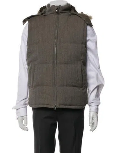 Pre-owned John Varvatos Wool Tweed Pattern Vest In Neutrals