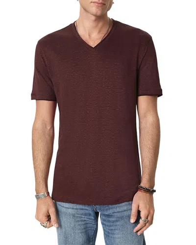 John Varvatos Wooster Linen V Neck T-shirt In Brown