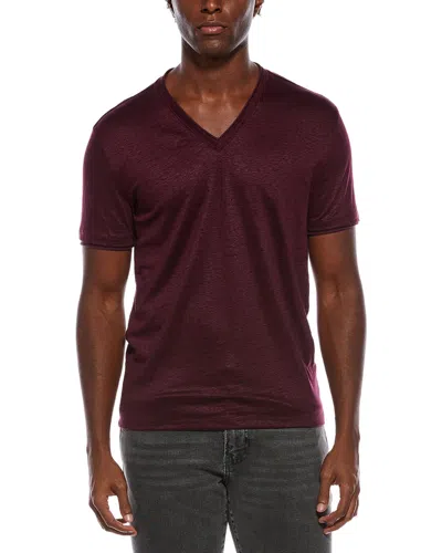 John Varvatos Wooster Slim Fit Linen Shirt In Burgundy