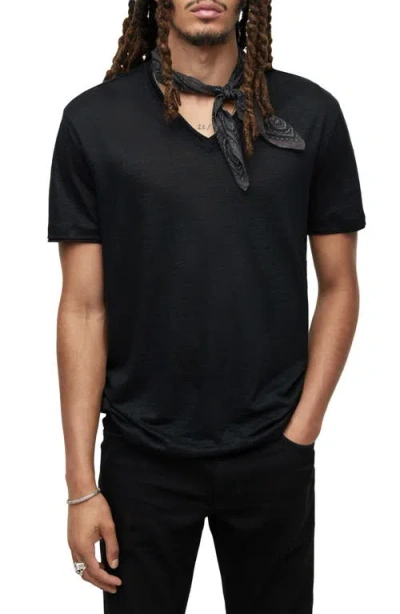 John Varvatos Wooster Slim Fit Linen T-shirt In Black