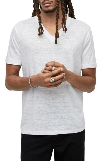 John Varvatos Wooster Slim Fit Linen T-shirt In White