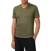 John Varvatos Wooster Slim Fit V-neck Burnout Linen T-shirt In Green