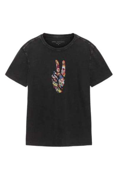 John Varvatos World Flags Peace Organic Cotton Graphic T-shirt In Black