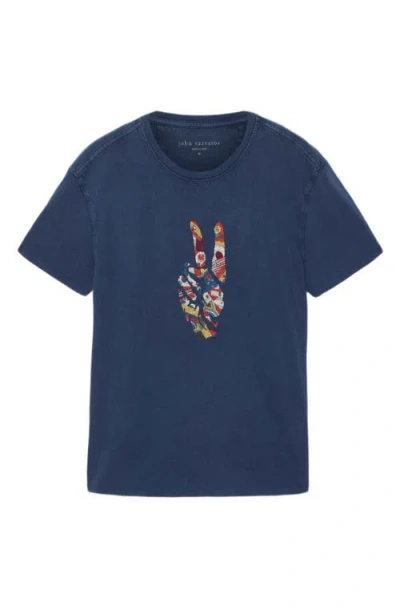 John Varvatos World Flags Peace Organic Cotton Graphic T-shirt In Blue