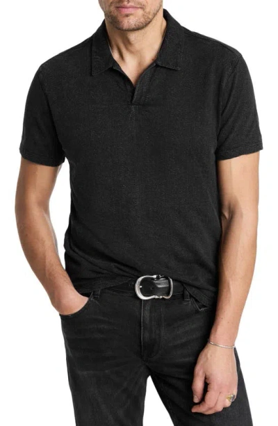John Varvatos Zion Jacquard Garment Polo In Black