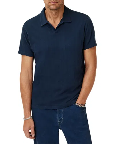John Varvatos Zion Open Collar Polo Shirt In Blue