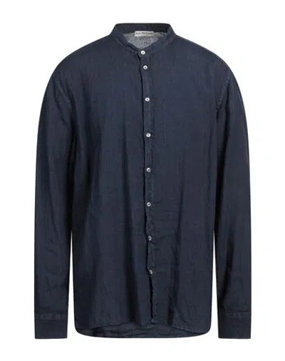 John Wellington Man Shirt Navy Blue Size 48 Linen