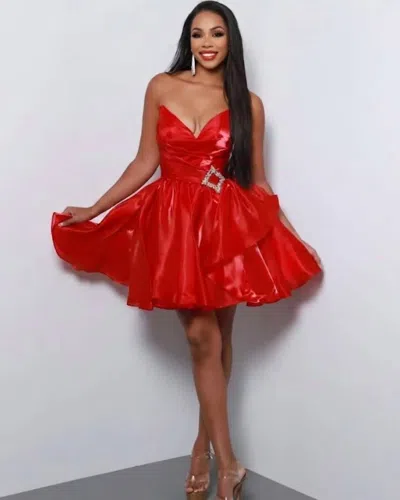 Johnathan Kayne 2962s Rhinestone Embellished Dress In Cherry In Red