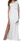 Johnathan Kayne Embellished Asymmetric Long Dress In Soft White In White