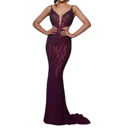 Johnathan Kayne Fabulous Pearl & Crystal-embellished Bodice Gown In Purple