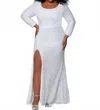 Johnathan Kayne Fitted Sequin Evening Dress In Pearlescent / White In Multi