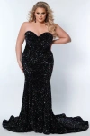 Johnathan Kayne For Sydneys Closet Off The Shoulder Plus Size Sequin Velvet Fitted Formal Gown In Kaleidoscope