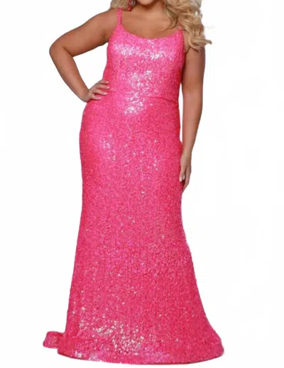 Johnathan Kayne Sequined Fitted Maxi Dress In Pink