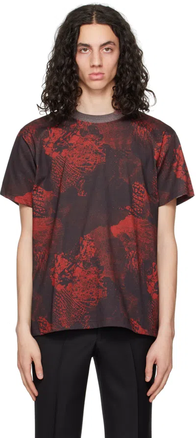 Johnlawrencesullivan Red & Black Printed T-shirt