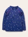Johnnie B Sunsafe Patterned Rash Vest Navy Rainbow Confetti Spot Girls Boden In Navy Rainbow Confetti Spot