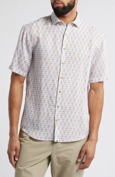 Johnnie-o 5 O'clock Somewhere Short Sleeve Linen & Lyocell Button-up Shirt In White