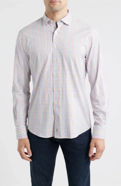 Johnnie-o Albie Gingham Check Everyday Performance Button-up Shirt In Animal Print