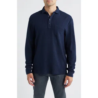 Johnnie-o Alwin Long Sleeve Polo In Blue