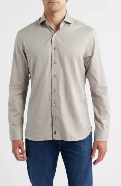 Johnnie-o Augustin Herringbone Cotton Button-up Shirt In Gray