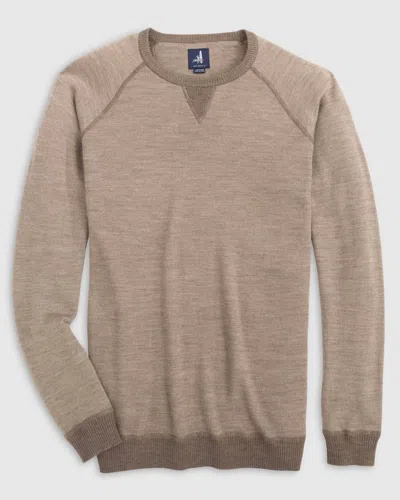 Johnnie-o Boggs Merino Wool Crew Neck Sweater In Coffee In Brown