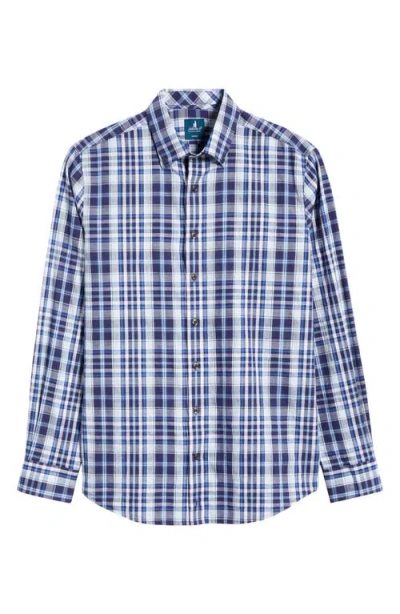 Johnnie-o Brentford Plaid Button-down Shirt In Blue