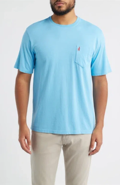 Johnnie-o Brews 'n' Views Cotton Blend Pocket T-shirt In Blue