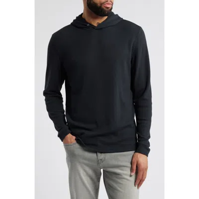 Johnnie-o Brinson Waffle Pullover Hoodie In Black