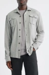 Johnnie-o Carl Brushed Knit Button-up Shirt In Gray